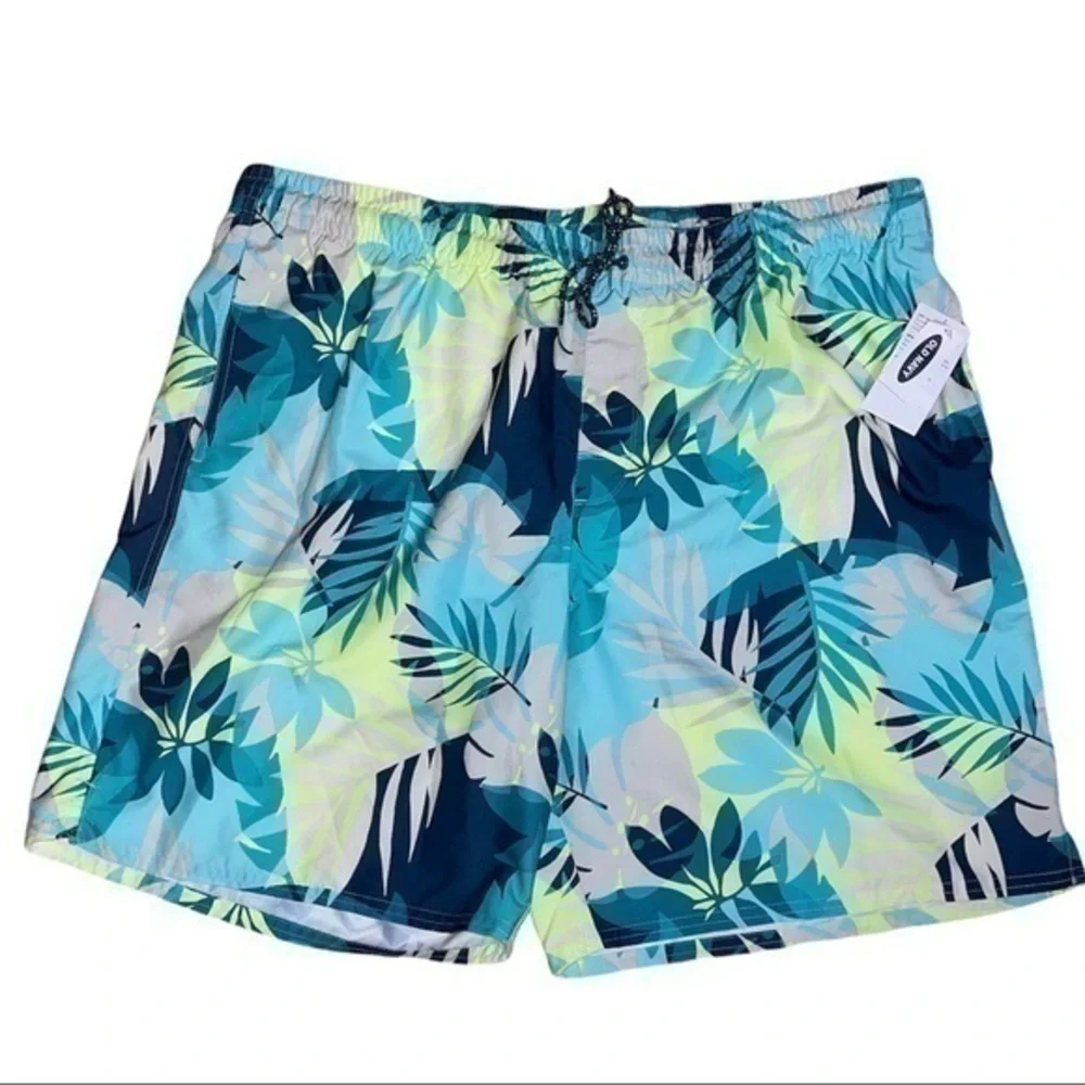 Old Navy Active Swim Trunks - Tropical Print - 8 inch Inseam - XXL